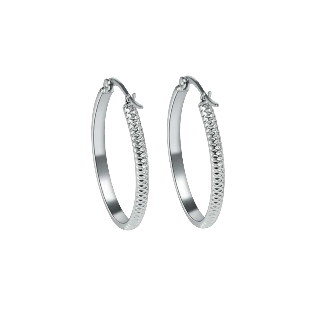 Oorringen – 20mm Creool Puntjes Patroon RVS Zilverkleur Dames - Aramat Jewels - Oorringen - cadeautip