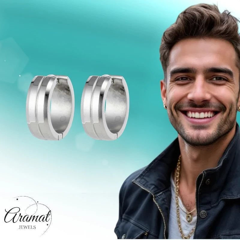 Oorringen – 20mm RVS Met Gleuf Zilverkleur Unisex - Aramat Jewels - Oorringen - cadeautip