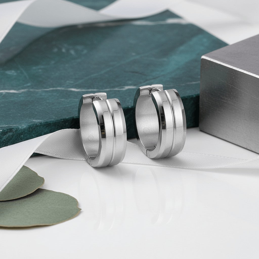 Oorringen – 20mm RVS Met Gleuf Zilverkleur Unisex - Aramat Jewels - Oorringen - cadeautip