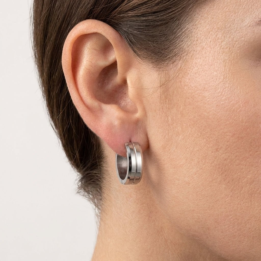 Oorringen – 20mm RVS Met Gleuf Zilverkleur Unisex - Aramat Jewels - Oorringen - cadeautip
