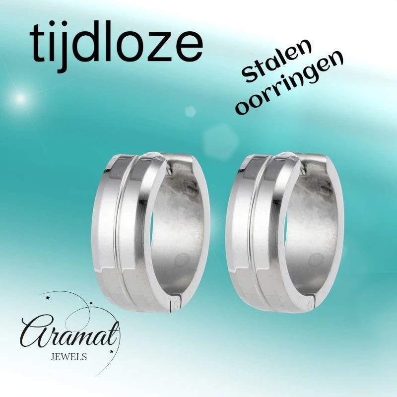 Oorringen – 20mm RVS Met Gleuf Zilverkleur Unisex - Aramat Jewels - Oorringen - cadeautip