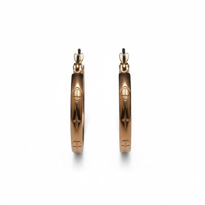 Oorringen – 25mm Creool Anker & Ster Motief RVS Roségoudkleur Dames - Aramat Jewels - Oorbellen - cadeautip