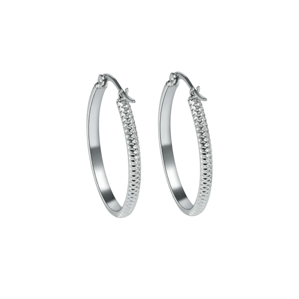 Oorringen – 30mm Creool Puntjes Patroon RVS Zilverkleur Dames - Aramat Jewels - Oorringen - cadeautip