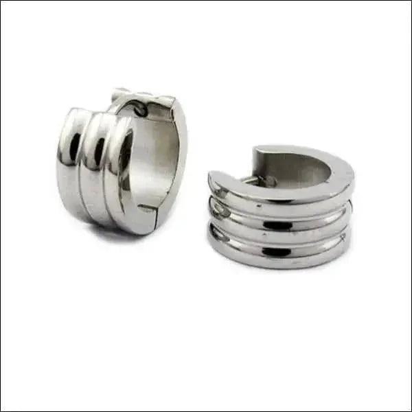 Stalen Huggie Oorringen 14mm Rvs Unisex Strepen-14x7mm | Oorbellen