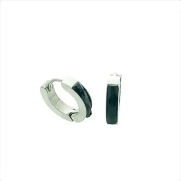 Stalen Huggie Oorringen 14mm Rvs Unisex Zwarte-steen-14x3mm | Oorbellen