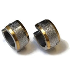 Bicolor Sandblasted Stalen Oorringen - 13mm Met Zilver En Gouden Oorbellen