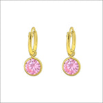 Mini Oorringetjes Met Zirkonia Bedel En Roze Stenen Van Aramat Jewels®