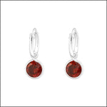 Zilveren Garnet Oorbellen Van Aramat Jewels® Met Mini Oorringetjes En Zirkonia Bedel