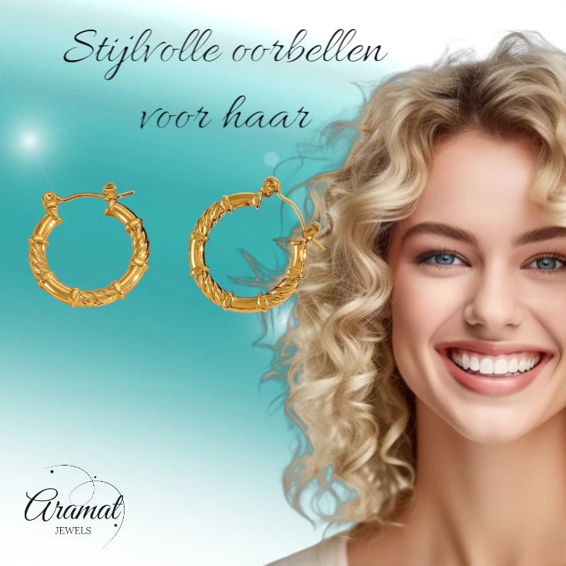oorringen - gedraaid - glad - goudkleurig - 22mm - oor6404 - 840145 - Oorringen kopen# - 22mm - alles - cadeau