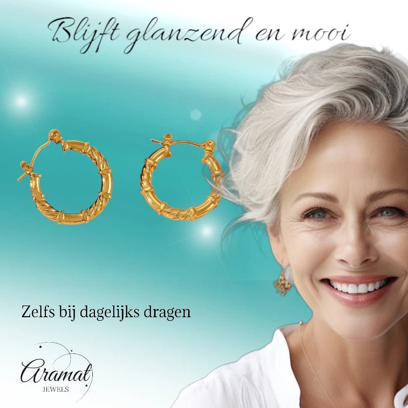 oorringen - gedraaid - glad - goudkleurig - 22mm - oor6404 - 840145 - Oorringen kopen# - 22mm - alles - cadeau