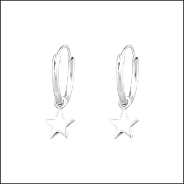 Zilveren Kinder Oorringen - Sterling Star Hoop Earrings