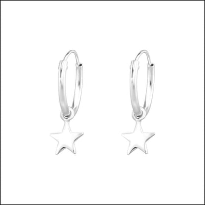 Zilveren Kinder Oorringen - Sterling Star Hoop Earrings