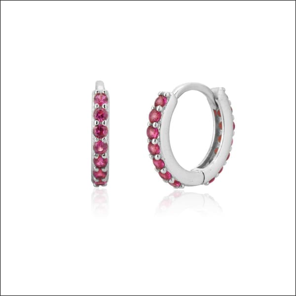 Roze Saffier En Diamanten Oorringetjes, Prachtige Zilveren Mini Oorringetjes