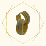 Gouden En Grijze Ring Met Geometrisch Ontwerp Van Rvs Bicolor Oorringen 13x5mm Van Aramat Jewels®