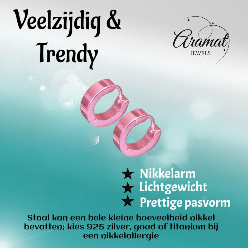 Oorringen – RVS Roze Glans (14mm) - Aramat Jewels - Oorringen - cadeautip