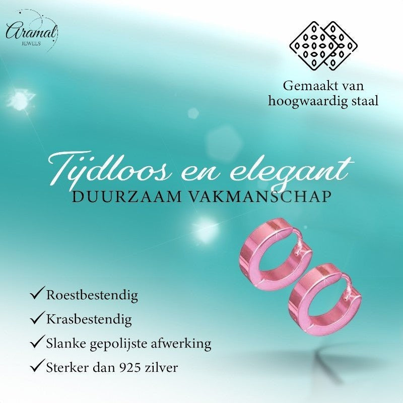 Oorringen – RVS Roze Glans (14mm) - Aramat Jewels - Oorringen - cadeautip