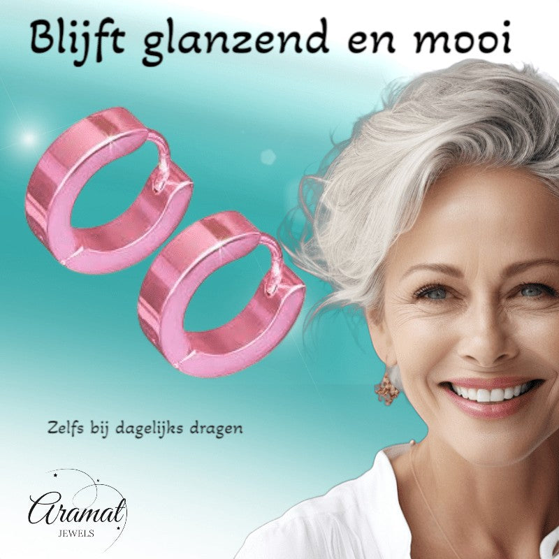 Oorringen – RVS Roze Glans (14mm) - Aramat Jewels - Oorringen - cadeautip