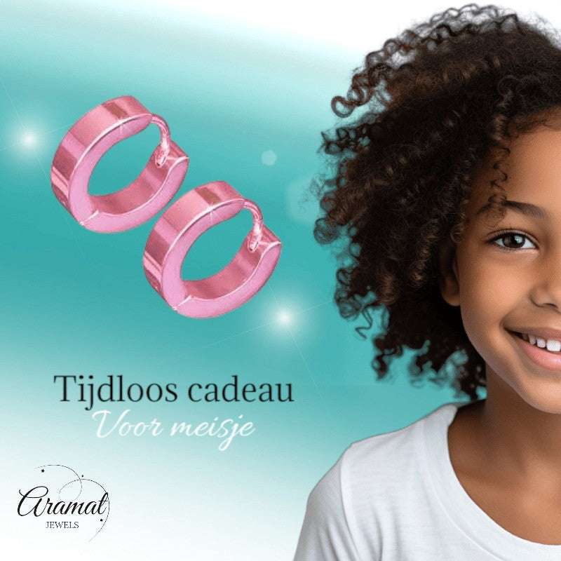 Oorringen – RVS Roze Glans (14mm) - Aramat Jewels - Oorringen - cadeautip