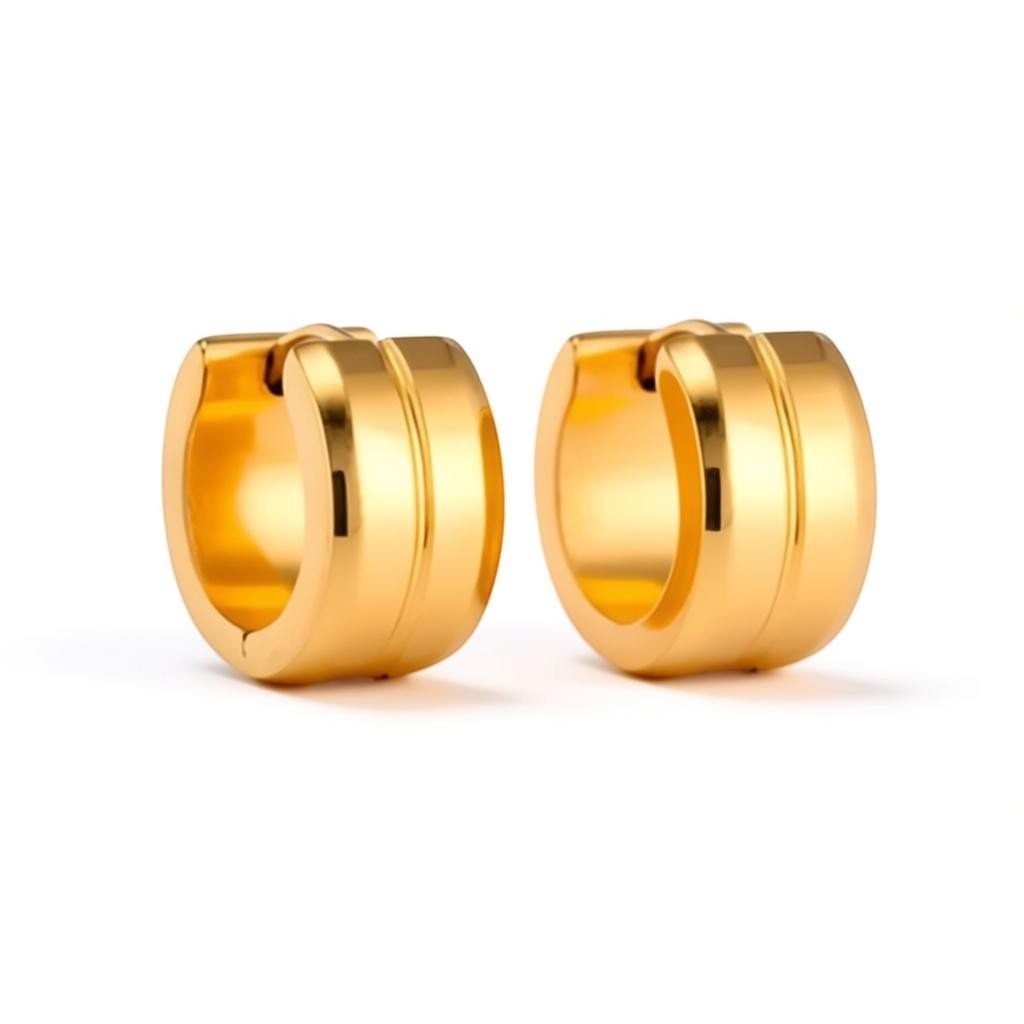 Oorringen – Staal Enkele Streep Goudkleurig (13mm) - Aramat Jewels - Oorringen - cadeautip