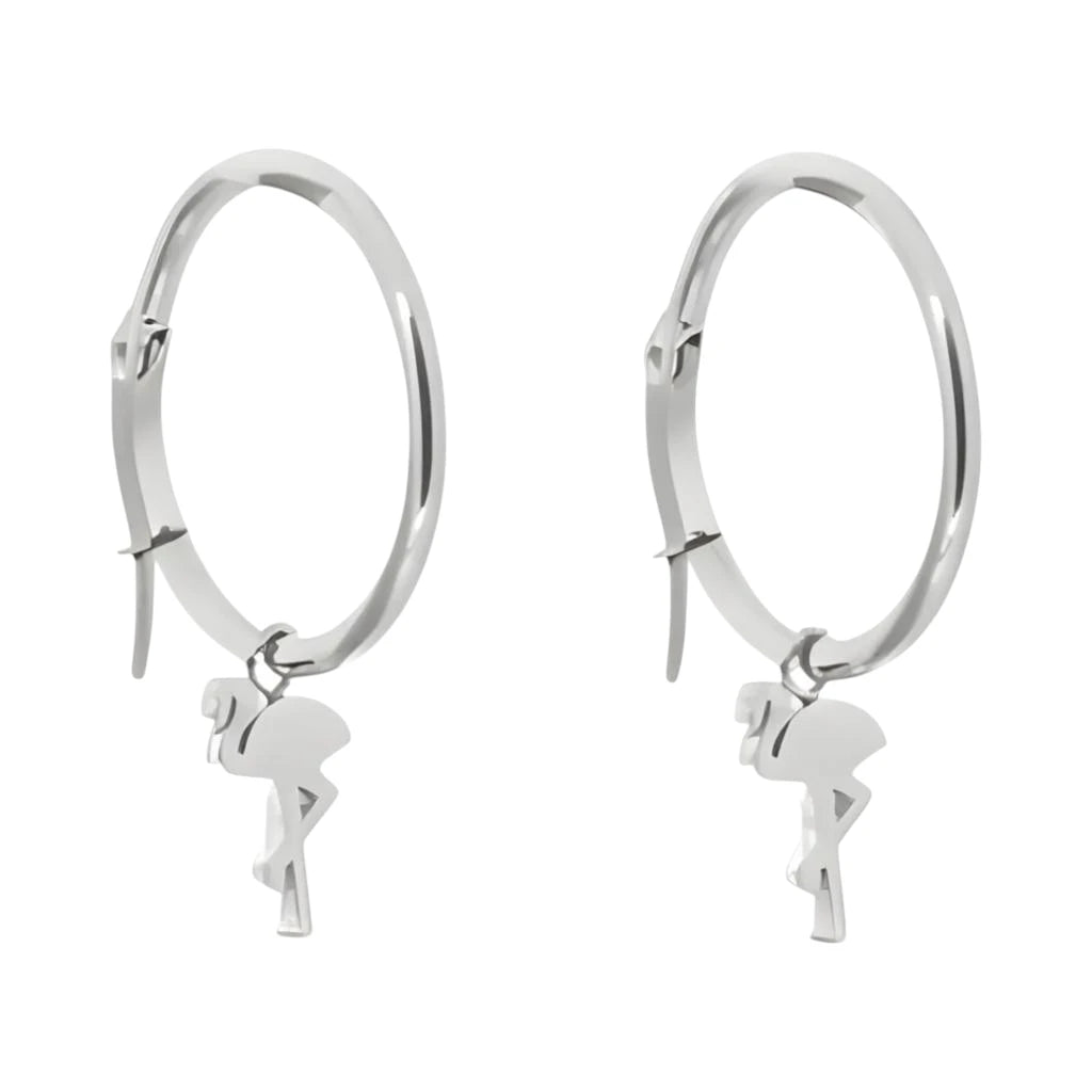 Oorringen – Staal Flamingo Zilverkleur (25mm) - Aramat Jewels - Oorringen - cadeautip