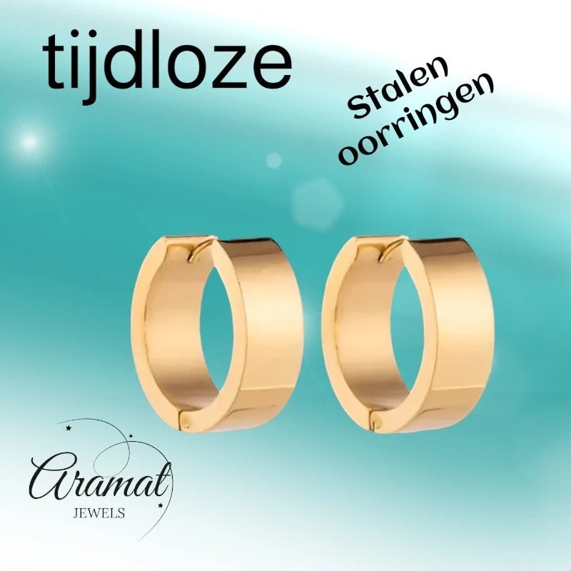 Oorringen – Staal Glad Goudkleurig (20mm) - Aramat Jewels - Oorringen - cadeautip