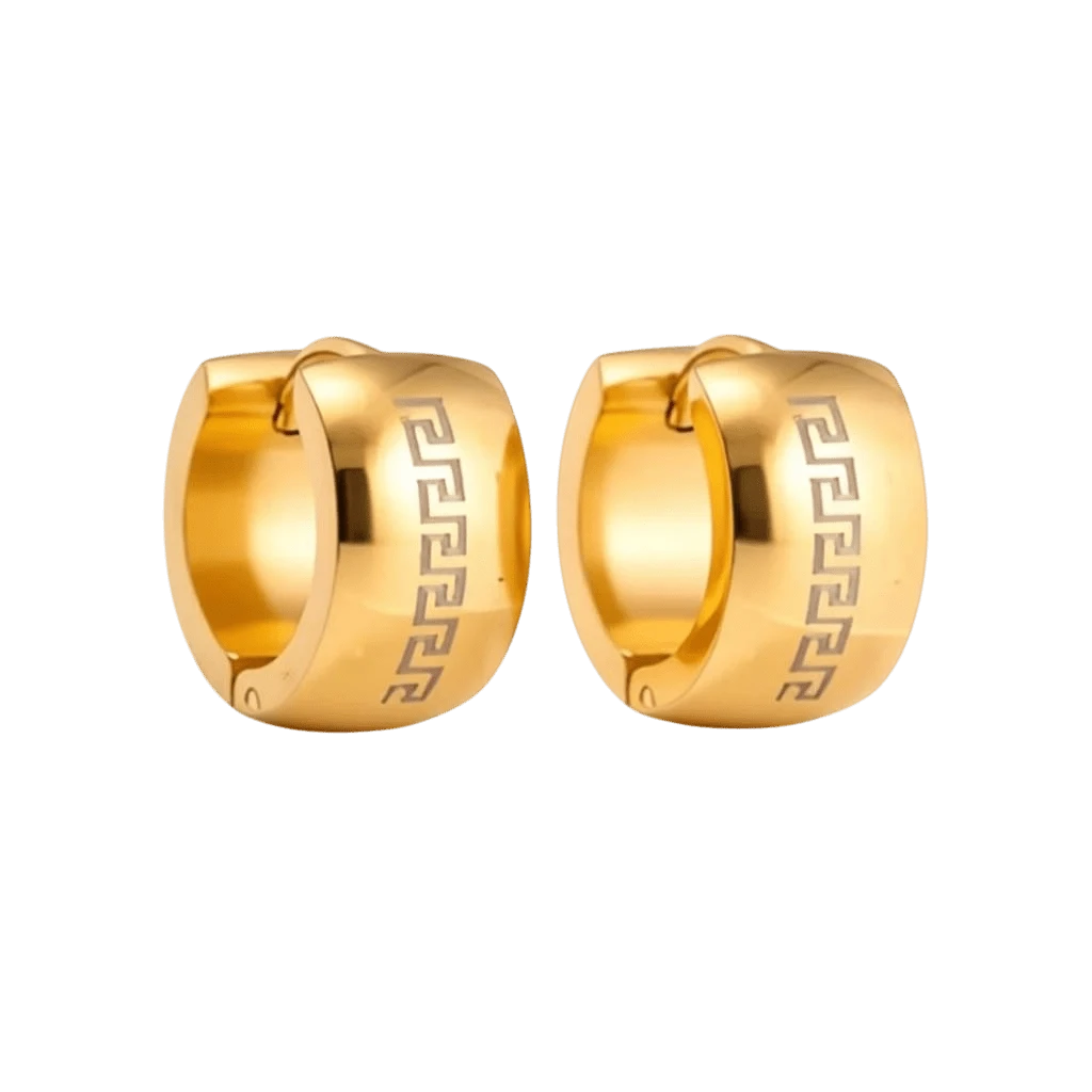 Oorringen – Staal Grieks Motief Goudkleurig (13mm) - Aramat Jewels - Oorringen - cadeautip
