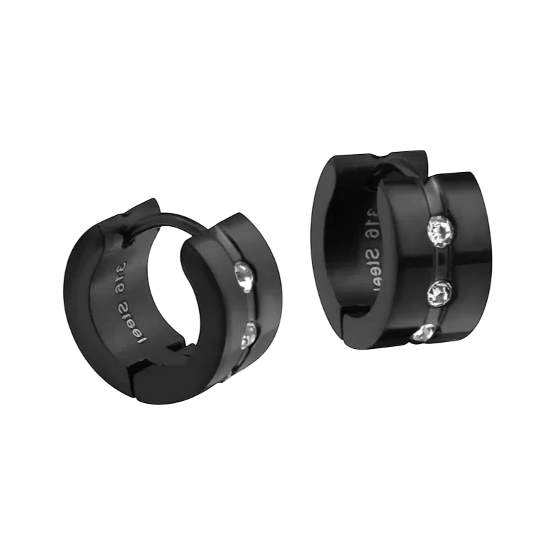 Oorringen – Staal Huggies Zirkonia Zwart (13mm) - Aramat Jewels - Oorringen - cadeautip