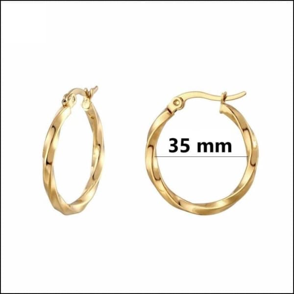 Gouden Oorringen Van Aramat Jewels®️ Stalen Oorringen 35mm - Goudkleurig