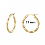 Gouden Oorringen Van Aramat Jewels®️ Stalen Oorringen 35mm - Goudkleurig