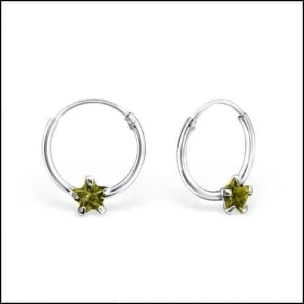 Sterling Silver Star Hoop Earrings - Zilveren Kinder Oorringen Met Ster Zirkonia