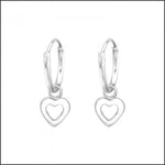 Zilveren Kinder Oorringen Met Hanger - Sterling Heart Hoop Earrings