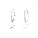 Zilveren Kinder Oorringen - Sterling Star Hoop Earrings