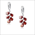 Zilveren Oorknopjes met Zirkonia Druppels - Aramat Jewels® Rood | Oorbellen