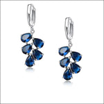 Zilveren Oorknopjes met Zirkonia Druppels - Aramat Jewels® Donker Blauw | Oorbellen