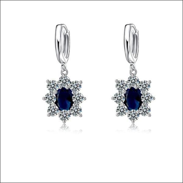 Zilveren Oorringetjes Met Bedel Van Aramat Jewels® Met Blauwe Saffier En Witte Diamanten