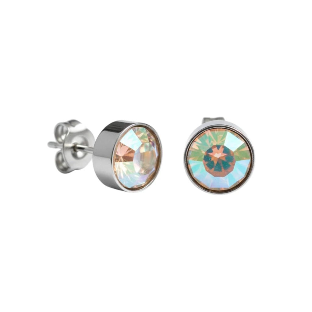Oorstekers – Staal Kristal AB Transparant Zilverkleur (7mm) - Aramat Jewels - Oorbellen - cadeautip