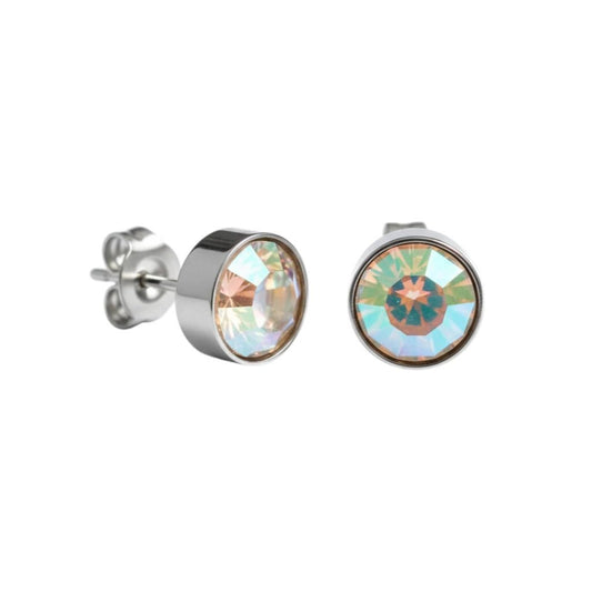 Oorstekers – Staal Kristal AB Transparant Zilverkleur (7mm) - Aramat Jewels - Oorbellen - cadeautip