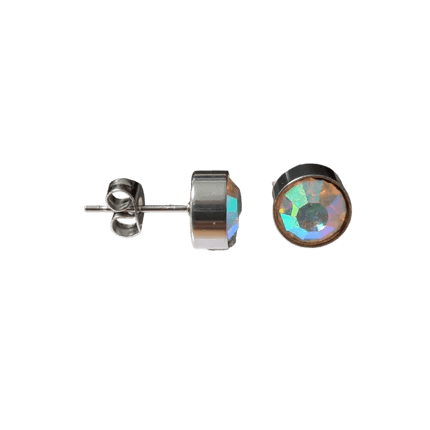 Oorstekers – Staal Kristal AB Transparant Zilverkleur (7mm) - Aramat Jewels - Oorbellen - cadeautip