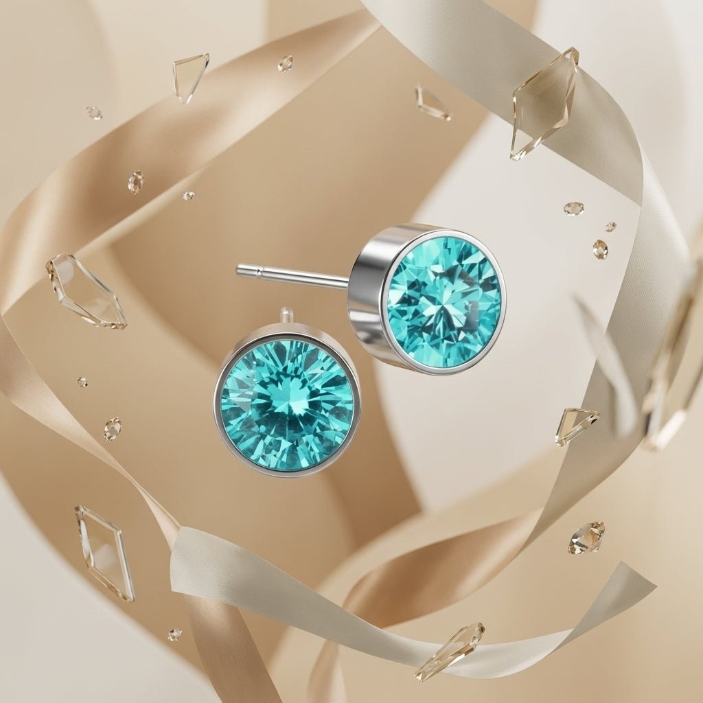 Oorstekers – Staal Kristal Aqua Blauw Zilverkleur (6mm) - Aramat Jewels - Oorbellen - cadeautip