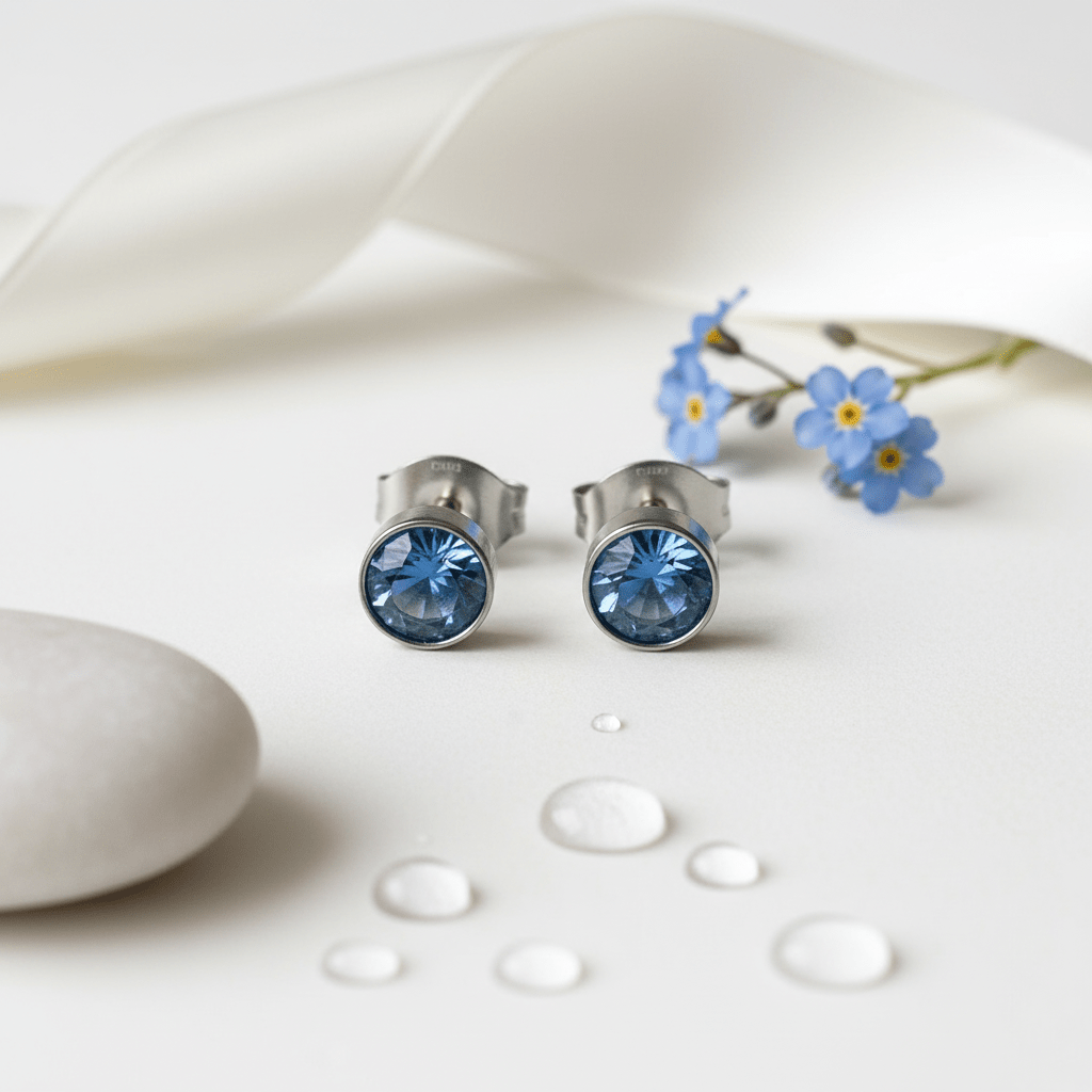 Oorstekers – Staal Kristal Blauw Zilverkleur (5mm) - Aramat Jewels - Oorbellen - cadeautip