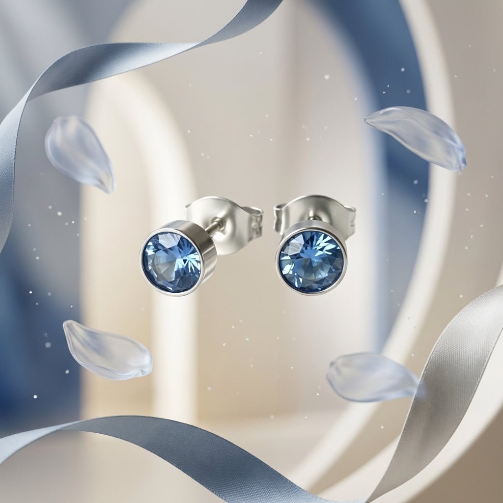 Oorstekers – Staal Kristal Blauw Zilverkleur (5mm) - Aramat Jewels - Oorbellen - cadeautip