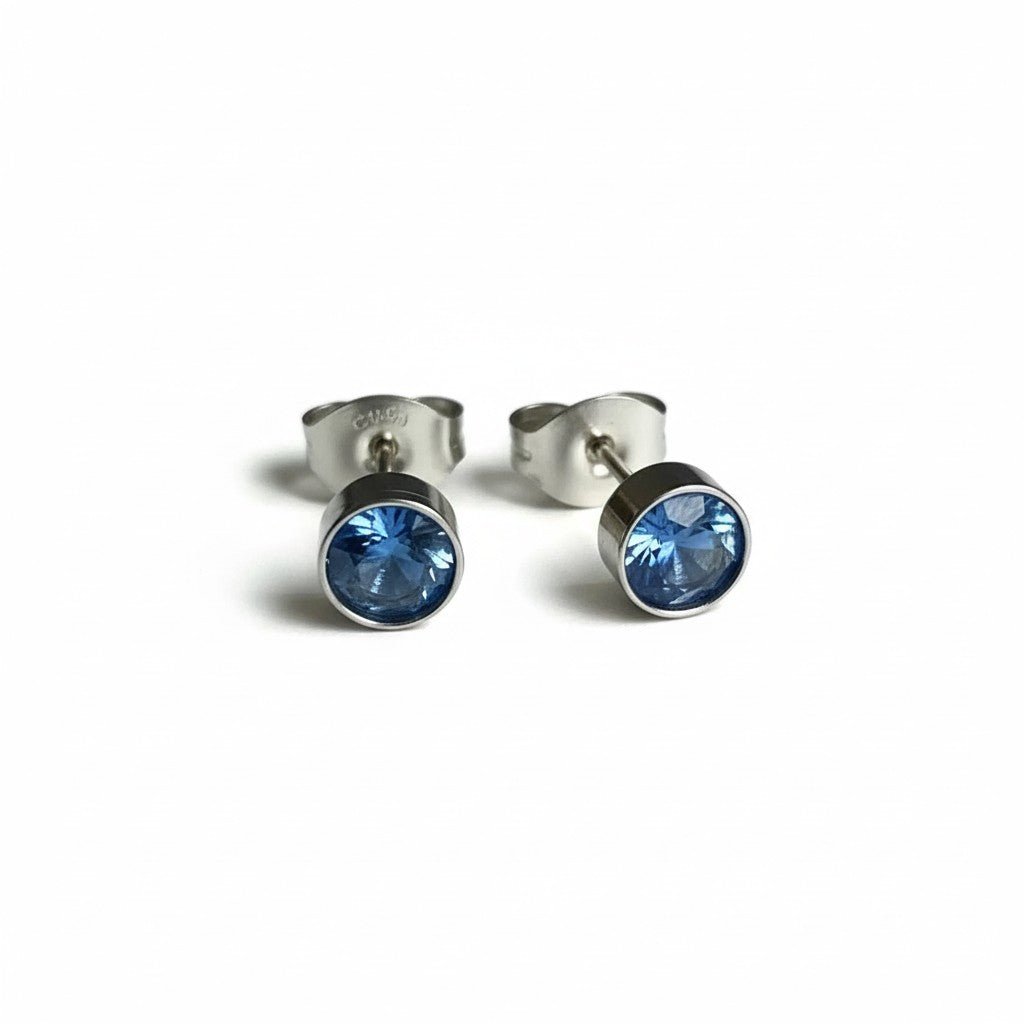 Oorstekers – Staal Kristal Blauw Zilverkleur (5mm) - Aramat Jewels - Oorbellen - cadeautip