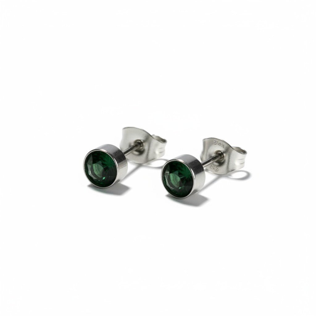 Oorstekers – Staal Kristal Donker Groen Zilverkleur (5mm) - Aramat Jewels - Oorbellen - cadeautip