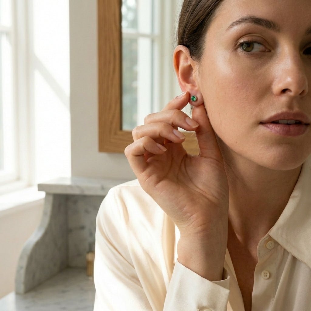 Oorstekers – Staal Kristal Donker Groen Zilverkleur (5mm) - Aramat Jewels - Oorbellen - cadeautip