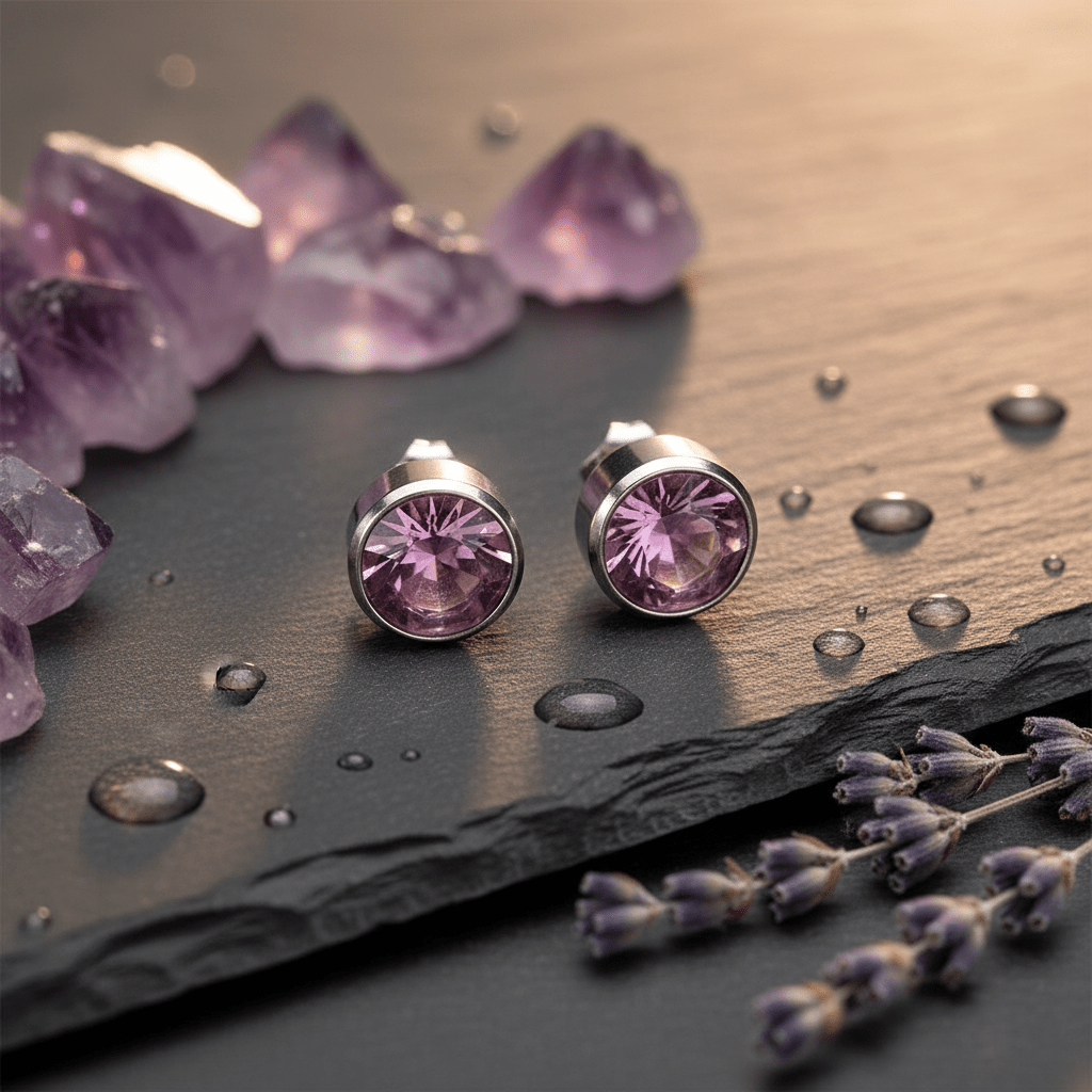 Oorstekers – Staal Kristal Licht Paars Zilverkleur (10mm) - Aramat Jewels - Oorbellen - cadeautip