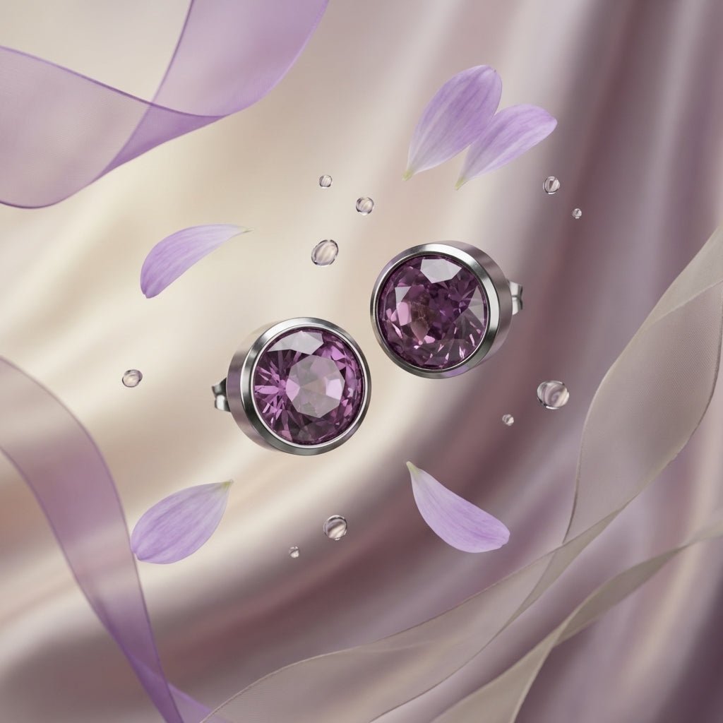 Oorstekers – Staal Kristal Licht Paars Zilverkleur (10mm) - Aramat Jewels - Oorbellen - cadeautip