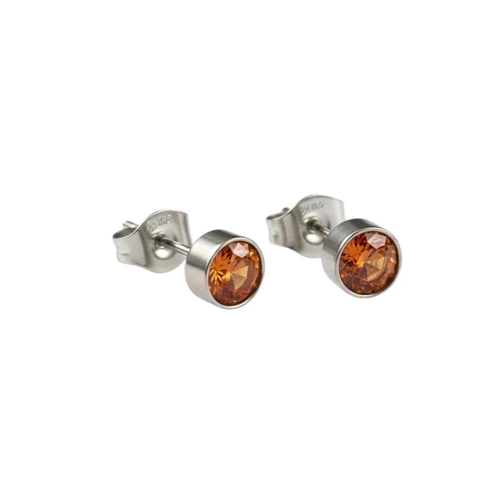 Oorstekers – Staal Kristal Oranje Zilverkleur (5mm) - Aramat Jewels - Oorbellen - cadeautip