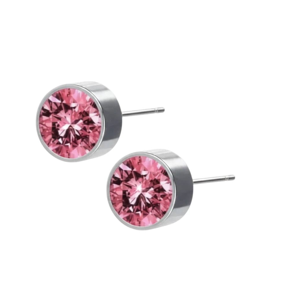 Oorstekers – Staal Kristal Roze Zilverkleur (6mm) - Aramat Jewels - Oorbellen - cadeautip