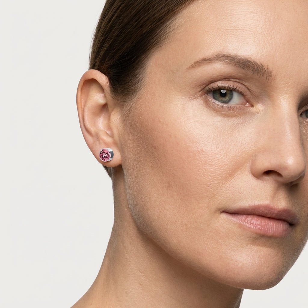 Oorstekers – Staal Kristal Roze Zilverkleur (6mm) - Aramat Jewels - Oorbellen - cadeautip