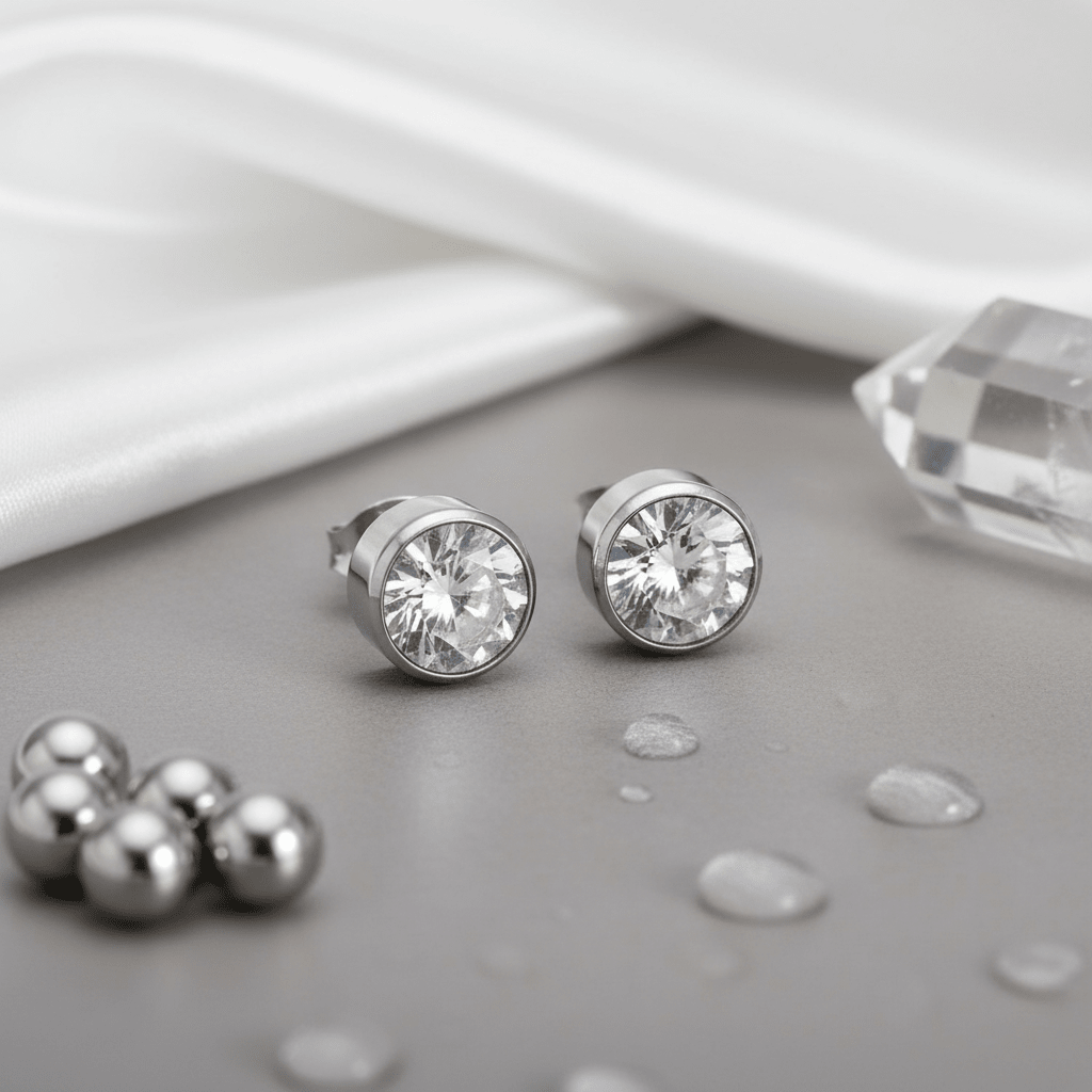 Oorstekers – Staal Kristal Transparant Zilverkleur (10mm) - Aramat Jewels - Oorbellen - cadeautip